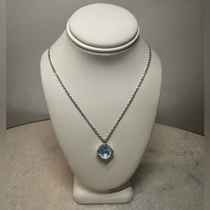 Swarovski Light Blue Crystal pendant necklace rhodium plating